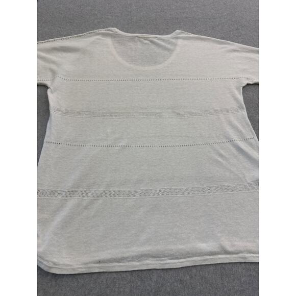 Ann Taylor Loft Soft Linen Blend White Blouse with  Design Detail - Size Medium - Picture 8 of 8